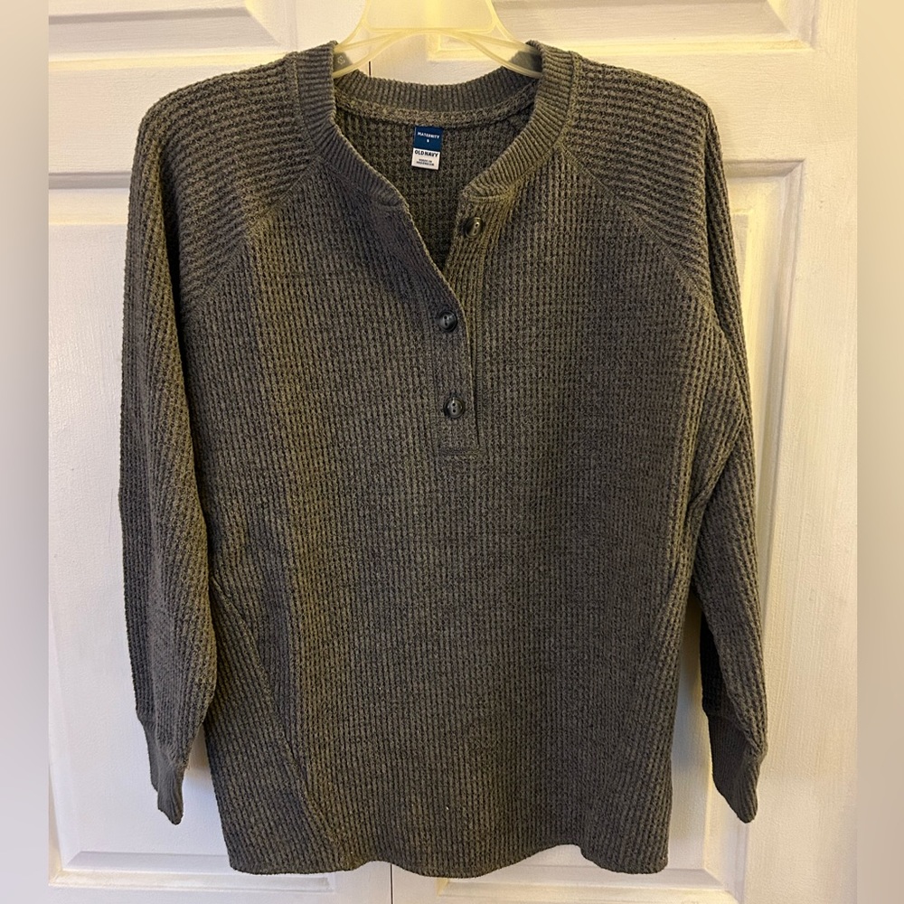Waffle Fabric Henley Style Maternity Top